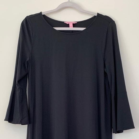Lilly Pulitzer Ophelia Swing Dress in Onyx Black Stretch Jersey Knit - Picture 2 of 10